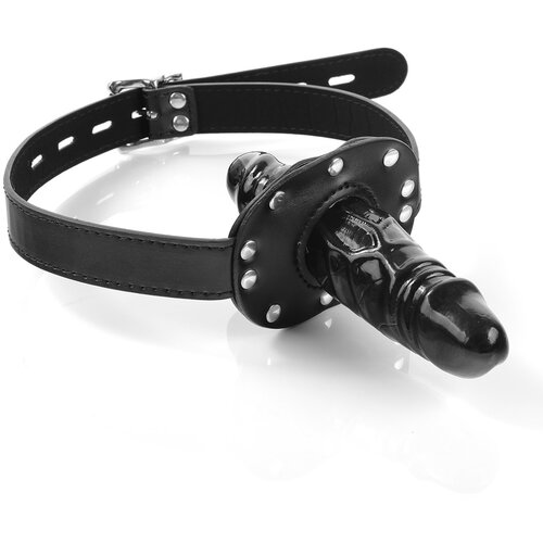 SuperLove Silent Penetration Dildo & Gag Black Cene