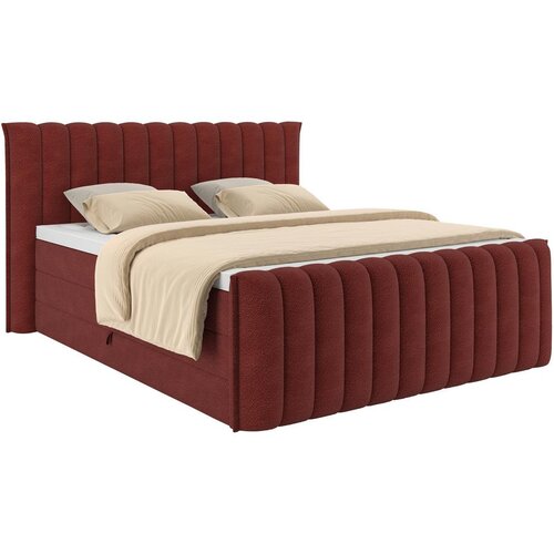 Premium Living Postelja Boxspring Lina, Rdeča, 200x200 Slike
