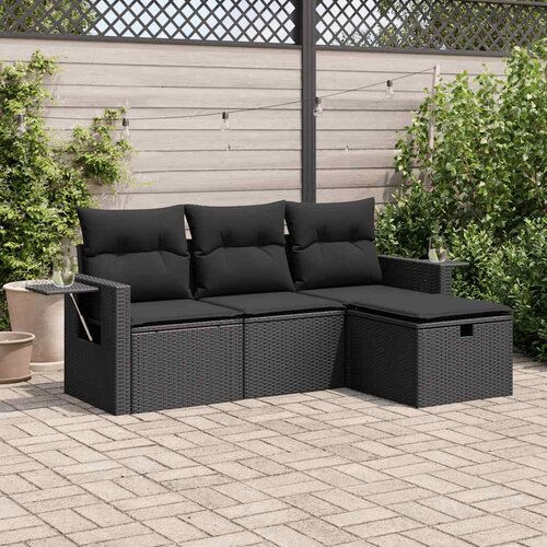  4-dijelni set vrtnih sofa od poliratana s jastucima crni Cijene