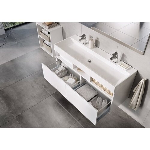 Ravak XJO01212000 Natural 120 x 45 cm dvojni umivalnik iz litega marmorja z 2 odprtinama Slike