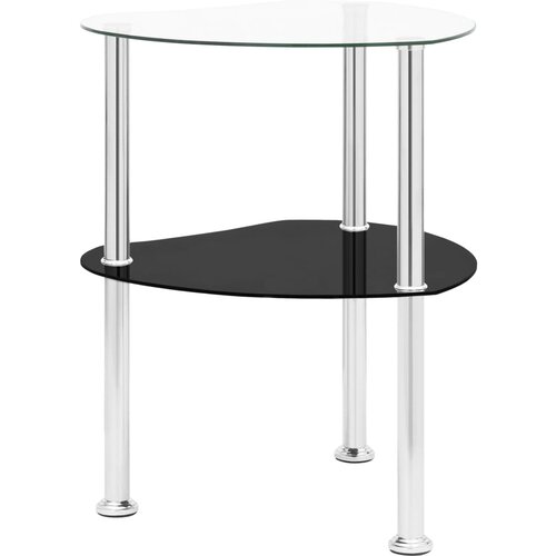 VidaXL 2-nadstropna mizica prozorna in črna 38x38x50 cm kaljeno steklo, (20625615) Slike