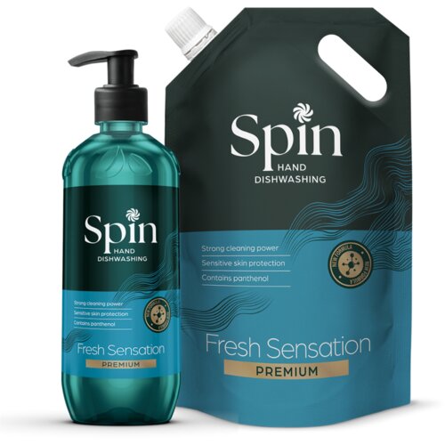 Spin Premium set Tečni deterdžent za sudove, 650ml, Sa dopunom,1200ml Slike
