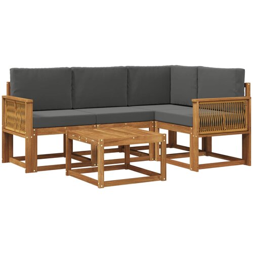  Set vanjskih sofa 5 kom. Prirodna i antracit Poliester Slike