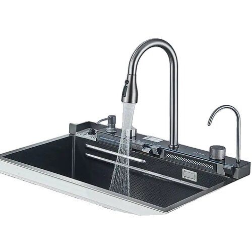 Oem Kuhinjski umivalnik, nerjaveče jeklo, inteligentni digitalni prikaz -Črna 75x45, (5000140157) Cene