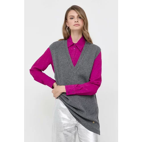 Pinko Pulover s dodatkom vune za žene, boja: siva