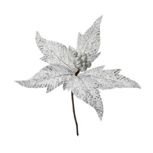 Dekordom novogodišnji cvet silver glitter poinsettia pick 25cm 79068 - ild ( 039223 ) Cene