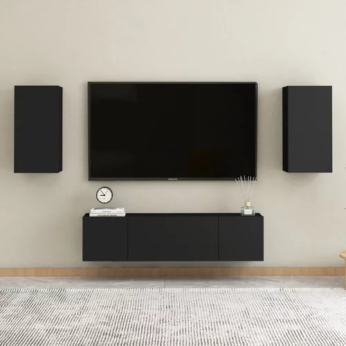 vidaXL Komplet TV omaric 4-delni črna iverna plošča, (20732012)