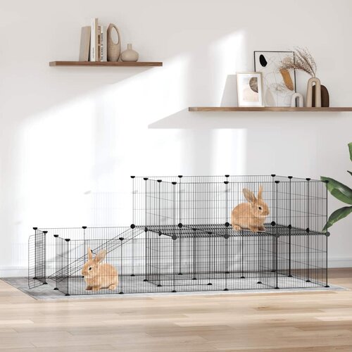  Kavez za ljubimce s 44 panela i vratima crni 35 x 35 cm čelični Slike