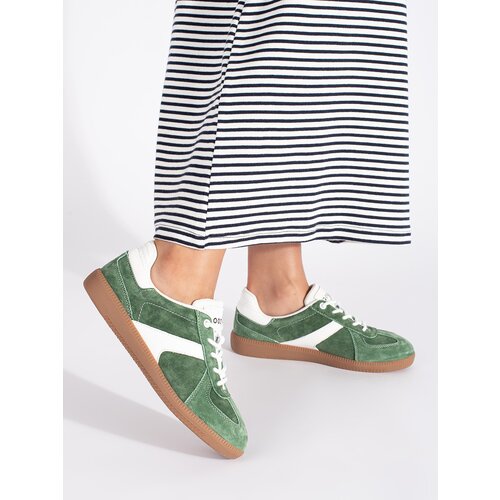 Shelvt Women's leather green and white sneakers Cijene