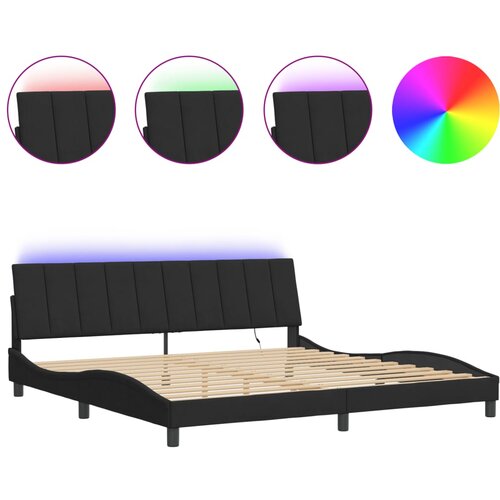 VidaXL Posteljni okvir z LED lučkami črn 200x200 cm žamet, (21086704) Slike
