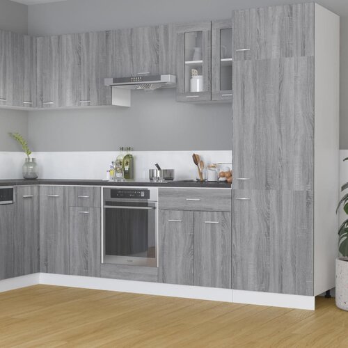 VidaXL steklena viseča omarica siva sonoma 60x31x60 cm konstruiran les Slike