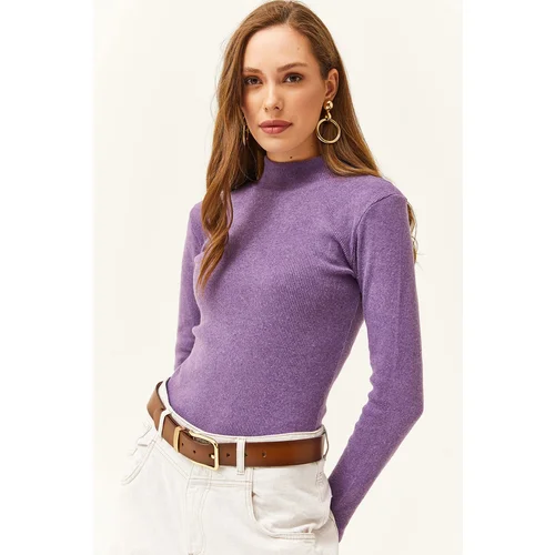 Olalook Women's Purple Half Turtleneck Raised Camisole Body