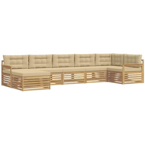  Set vanjskih sofa 7 kom. Bijela i bež Smeđa 406 x 168,5 x 73 cm Slike