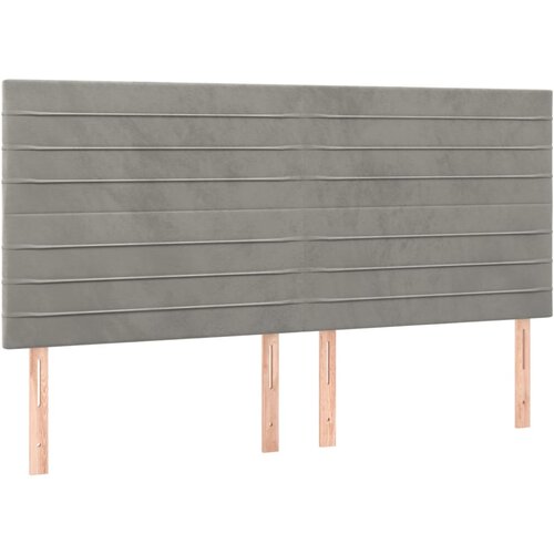Maison Chic Posteljno vzglavje - Vzglavna omarica 4 kosa svetlo siv 100x5x78/88 cm žamet, (22078029) Slike