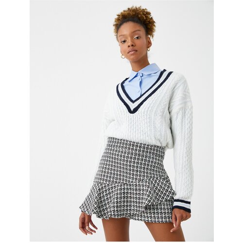 Koton Tweed Shorts Skirt With Mini Ruffles Slike