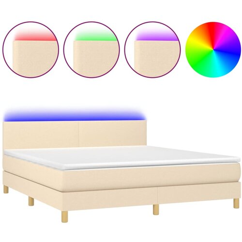 VidaXL Box spring postelja z vzmetnico LED krem 180x200 cm blago, (20884366) Slike