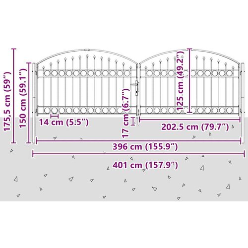 VidaXL Ograda vrata Ostalo Siva 400 x 125 cm Čelik Slike