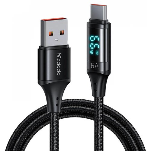 McDodo Kabel USB na USB-C CA-1080 z zaslonom, 66W, 6A, 1,2m (črn), (20627795) Slike