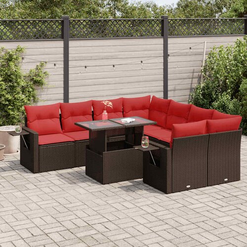 vidaXL 9-dijelni set vrtnih sofa poliratan i bagrem s jastucima sivi Cijene