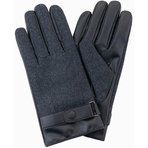 Ombre Elegant men&amp;#039;s mixed material gloves - graphite melange Slike