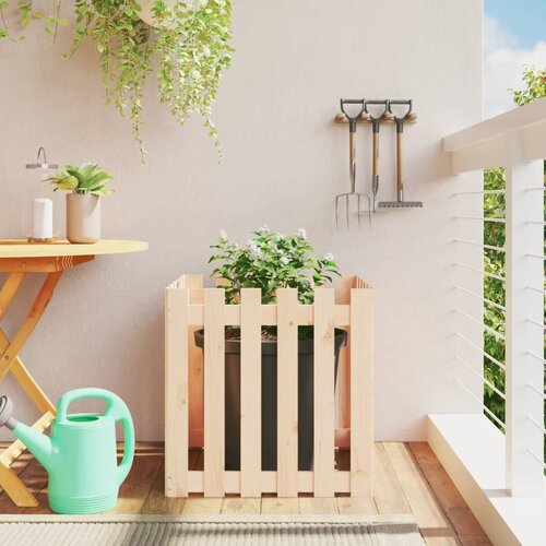 VidaXL Vrtna sadilica s izgledom ograde 60x60x60 cm od borovine Slike