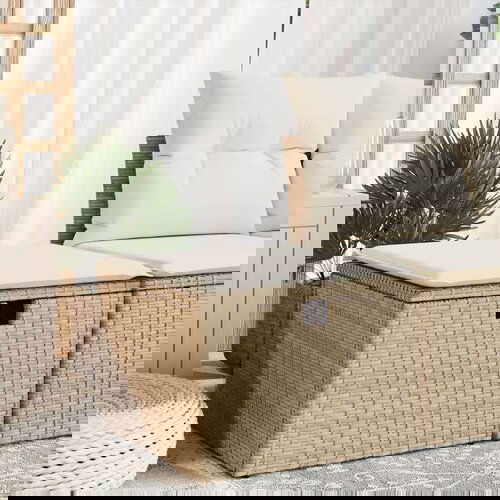  Vrtni tabure s jastukom bež 55 x 55 x 37 cm od poliratana Cijene