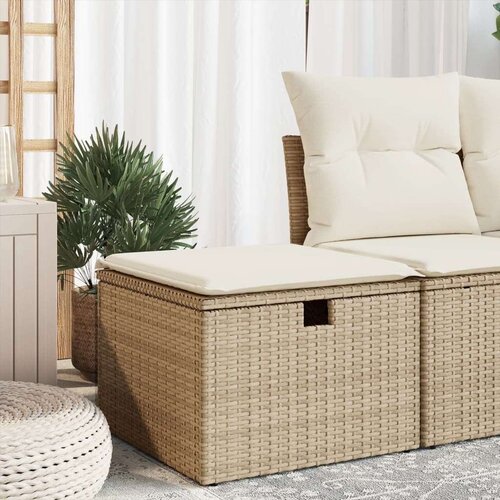  Vrtni tabure s jastukom bež 55 x 55 x 37 cm od poliratana Slike