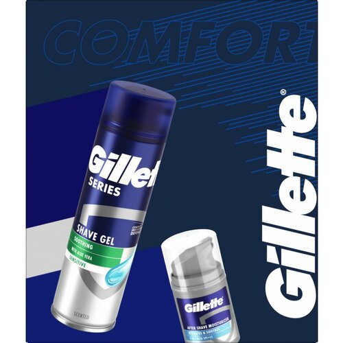 Gillette Giftset Series Sensitive gel za brijanje 200ml i balzam posle brijanja Hydrates & Soothes 50ml Slike
