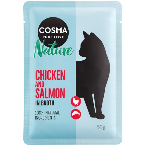 Cosma Ekonomično pakiranje: Nature hrana za mačke u vrećicama 18 x 50 g - piletina i losos Slike