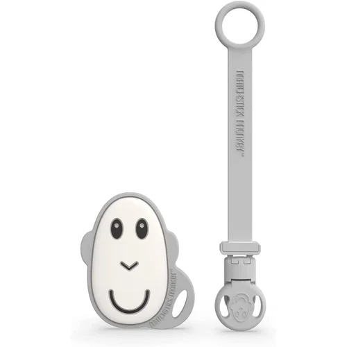 Matchstick monkey Flat Face Teether & Soother Clip poklon set Grey(za djecu)