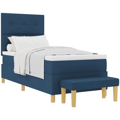 VidaXL Box Spring postelja z vzmetnico in klopjo modra 100x200 cm tkanina, (22049312) Slike