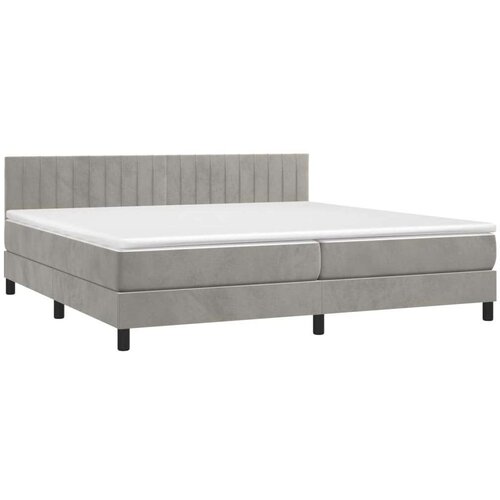  Box spring s madracem LED svjetlosivi 200x200 cm bar&amp;scaron;un Slike