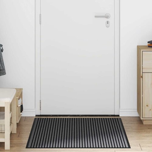VidaXL Otirač Striped Crna i Siva 80 x 120 cm Polipropilen, PVC Slike