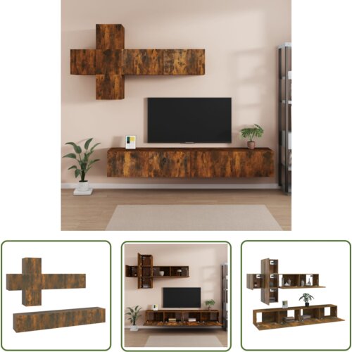 The Living Store Komplet TV omaric 7-delni dimljen hrast konstruiran les - Komplet TV Omaric, (21738302) Cene