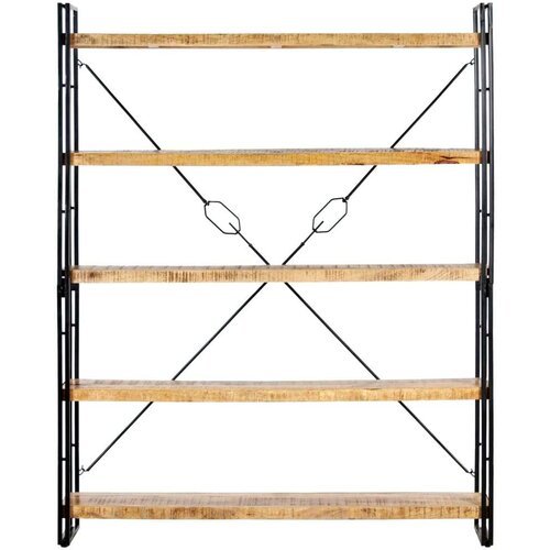 VidaXL knjižna omara 5-nadstropna 140x30x180 cm trden mangov les Slike
