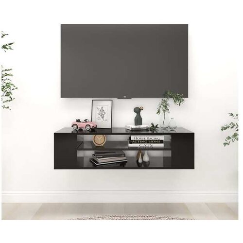  Viseča TV omarica črna 100x30x26,5 cm iverna plo&scaron;ča Cene