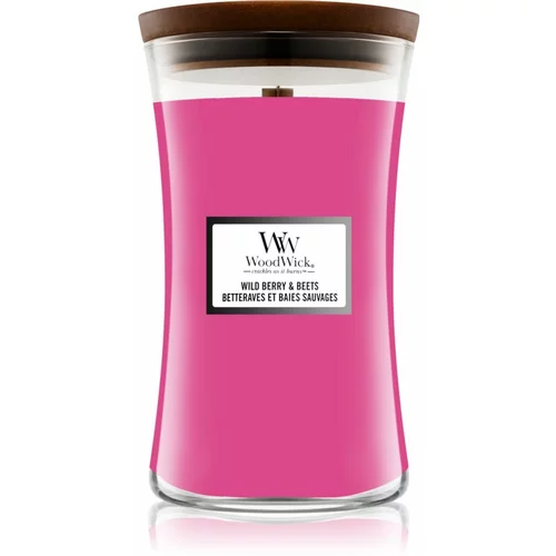 WoodWick Wild Berry & Beets mirisna svijeća s drvenim fitiljem 609,5 g