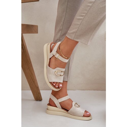 PE2 Women's Wedge Sandals With Decoration Beige Salianes Cene