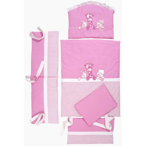 Tri Drugara Set posteljine za krevetac sa ogradicom, Roze Slike