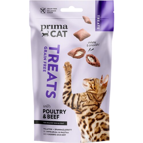 PRIMA CAT poslastica za mačke crunchy 40g skin & coat Slike