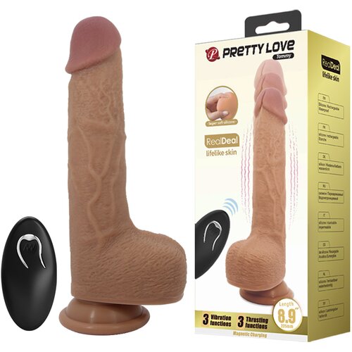 Pretty Love silikonski vibro dildo sa pomeranjem 23cm Tommy Slike