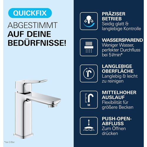 Grohe enoročna armatura za umivalnik Dice SLM Basin M PushOp 1018330000 Slike