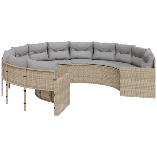 Maison Chic Vrtni kavč - Zunanji kavč z blazinami okrogel bež poli ratan, (22043601) Cene