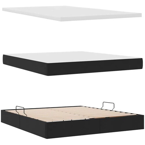  LED krevet za pohranu s madracem Crna 180 x 200 cm Bar&amp;scaron;un Slike