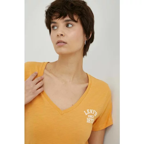 Levi's Bombažna kratka majica oranžna barva