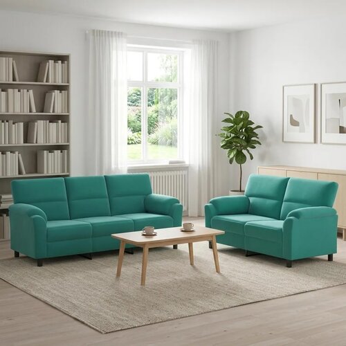  Set sofe 2 pcs Tirkizna Baršun - Tirkizna 2-sjedalo (140 cm) + 3-sjedalo Cene