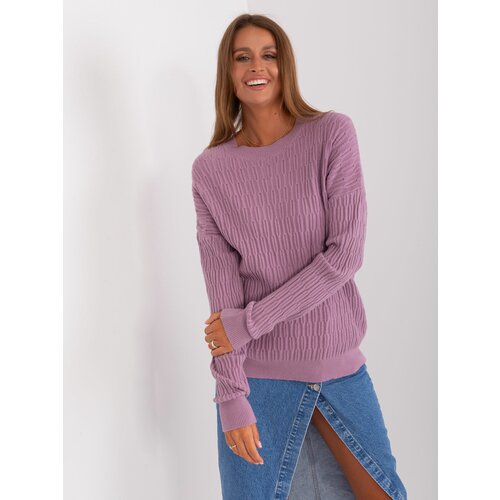 Fashion Hunters Light purple women's classic sweater with patterns Slike