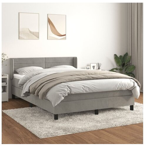  Box spring postelja z vzmetnico svetlo siv 140x190 cm žamet Cene