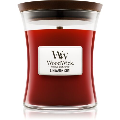 WoodWick Cinnamon Chai di&amp;scaron;eča sveča z lesenim stenjem 275 g Slike