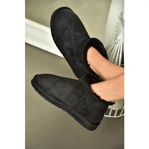 Fox Shoes R612018402 Black Suede Women's Boots with Pile Inner Ankle Boots